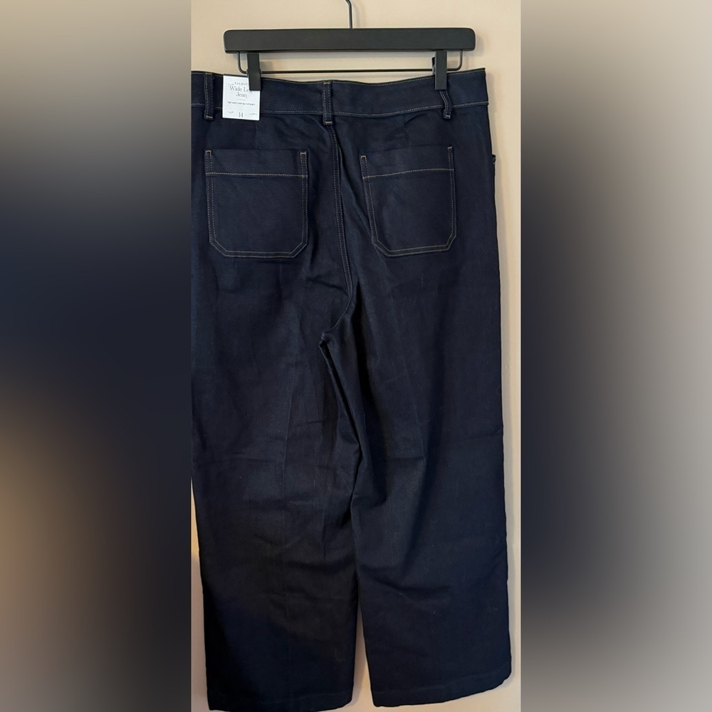Talbots ultra wide leg denim trousers jeans Dakota wash size 14 nwt - Picture 7 of 7